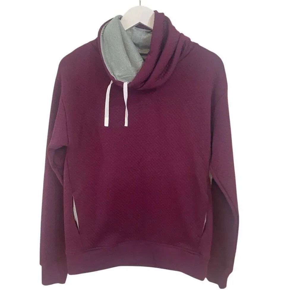 Under Armour cowl neck small drawstring quilted sweatshirt maroonish purple